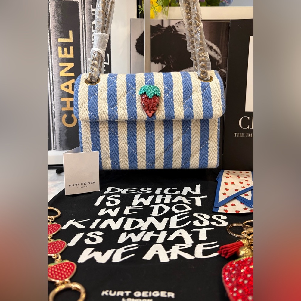 🍓NWT KURT GEIGER KENSINGTON Striped Bag/Crossbody & Everything you see - Picture 4 of 16